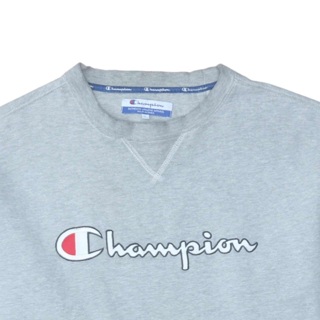Champion Men's Grey Logo Pullover Sweatshirt Size L
