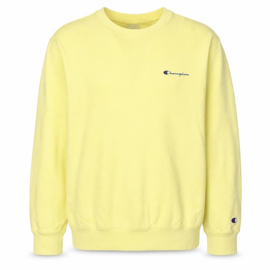 Front view of Champion Men's Yellow Crew Neck Pullover Sweatshirt Small