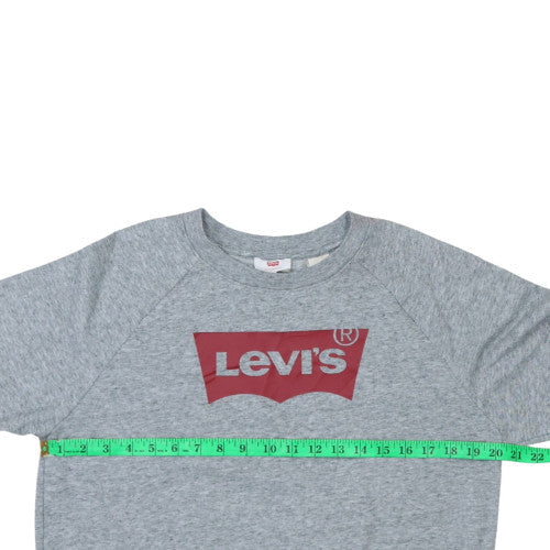 Levi's Men's Grey Crew Neck Graphic Logo Pullover Sweatshirt Size S
