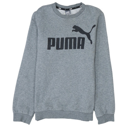 Puma Boys Grey Logo Pullover Sweatshirt 13-14 Years Fleece Regular Fit
