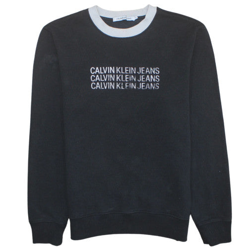Calvin Klein Jeans Men's Black Embroidered Sweatshirt M Pullover