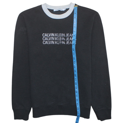 Calvin Klein Jeans Men's Black Embroidered Sweatshirt M Pullover