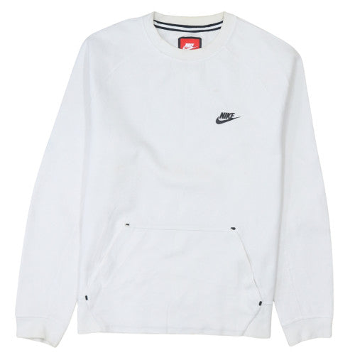 Nike Men's White M Crew Neck Logo Pullover Fleece Sweatshirt