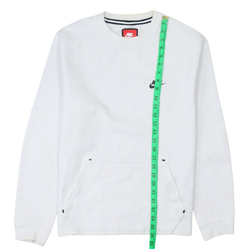 Nike Men's White M Crew Neck Logo Pullover Fleece Sweatshirt
