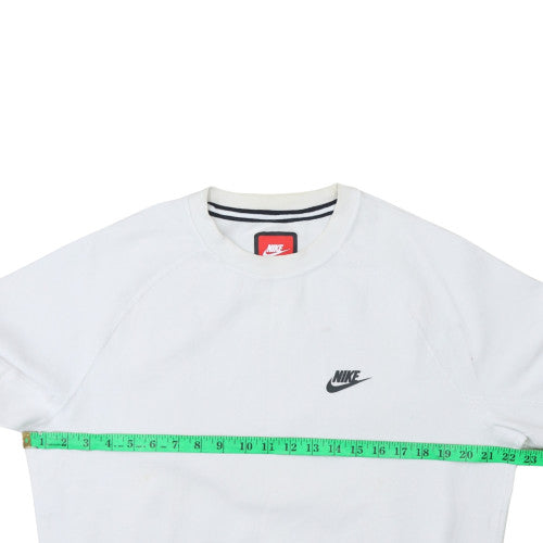 Nike Men's White M Crew Neck Logo Pullover Fleece Sweatshirt
