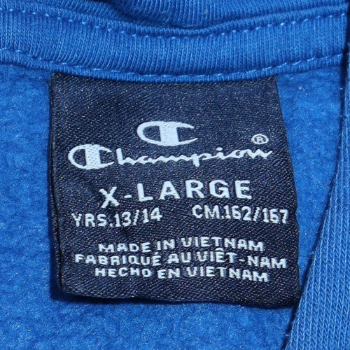 Champion Boys Blue Pullover Hoodie XL 13-14 Years Fleece Logo Sweatshirt