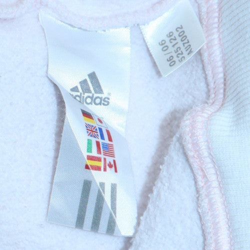 Adidas Womens Pink Pullover Hoodie Size 10 Cotton Blend Logo Sweatshirt