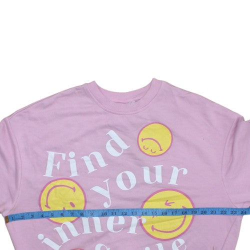 SmileyWorld Women's Pink Graphic Pullover Sweatshirt XS