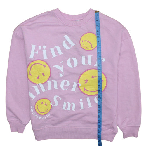 SmileyWorld Women's Pink Graphic Pullover Sweatshirt XS