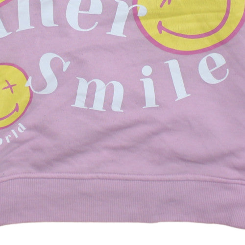 SmileyWorld Women's Pink Graphic Pullover Sweatshirt XS