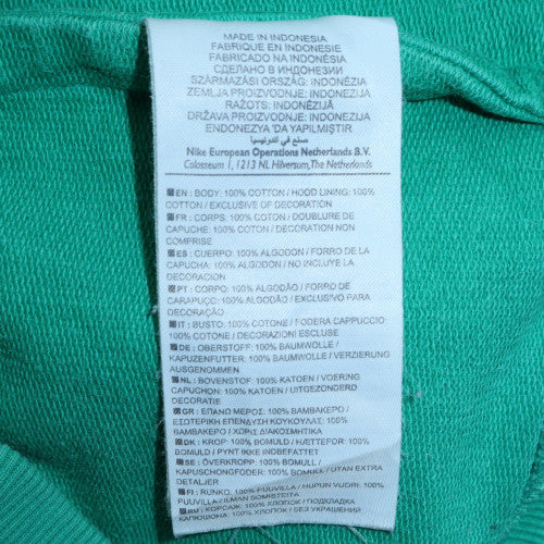 Nike Women Green Hoodie UK 12/14 Pullover Cotton Athletic Dept