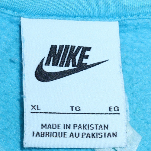 Nike Women's Blue Pullover Hoodie XL Just Do It Graphic Cotton Blend