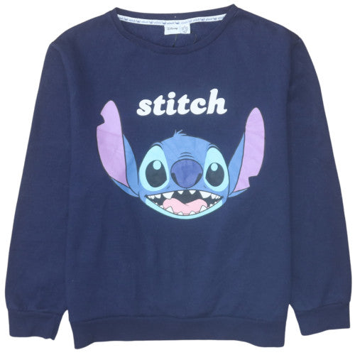 Disney Womens Navy Stitch Sweatshirt XL 18/20 Pullover Cotton Casual