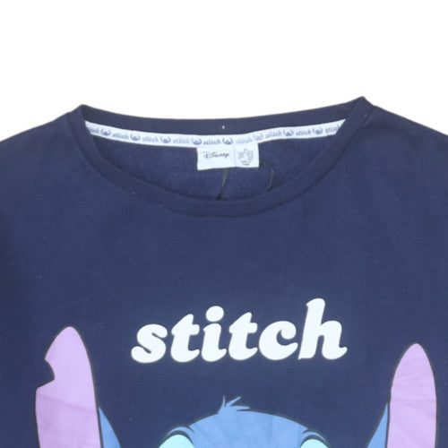 Disney Womens Navy Stitch Sweatshirt XL 18/20 Pullover Cotton Casual