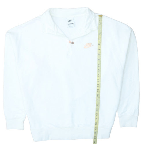 Nike Women White Oversized 1/4 Zip Sweatshirt M Cotton Blend