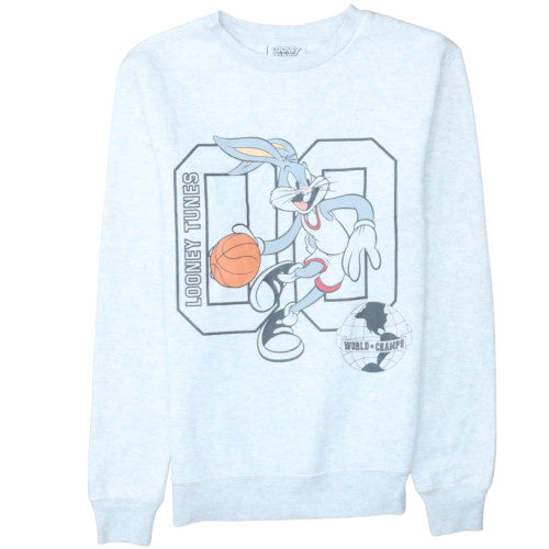 Looney Tunes Mens Grey Bugs Bunny Graphic Pullover Sweatshirt Size S