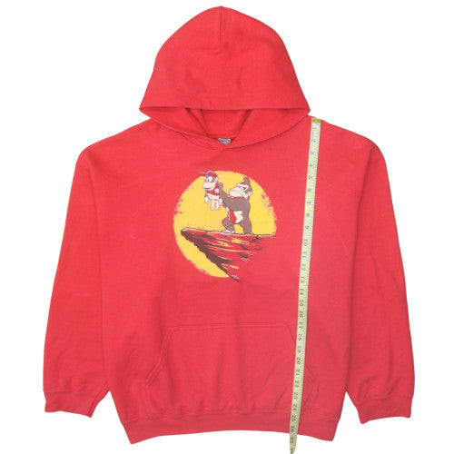 Gildan Men's Red XL Pullover Hoodie Cartoon Graphic Retro Style