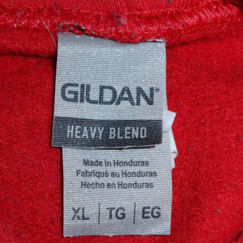 Gildan Men's Red XL Pullover Hoodie Cartoon Graphic Retro Style