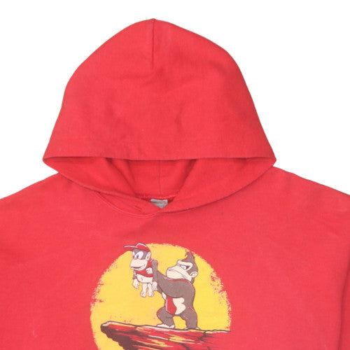 Gildan Men's Red XL Pullover Hoodie Cartoon Graphic Retro Style