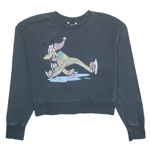 Disney Womens Black Pluto Graphic Pullover Sweatshirt Size M