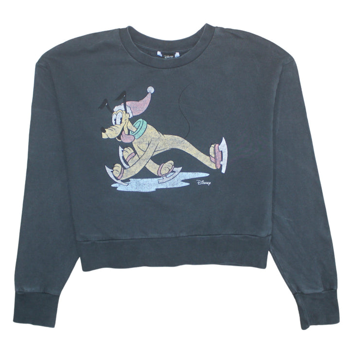Disney Womens Black Pluto Graphic Pullover Sweatshirt Size M