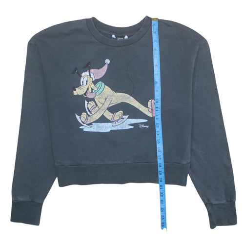 Disney Womens Black Pluto Graphic Pullover Sweatshirt Size M