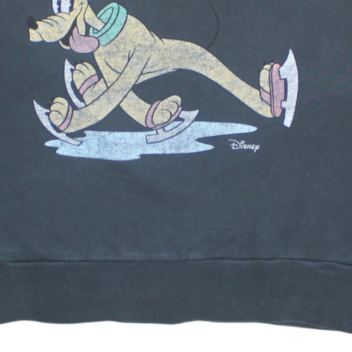 Disney Womens Black Pluto Graphic Pullover Sweatshirt Size M
