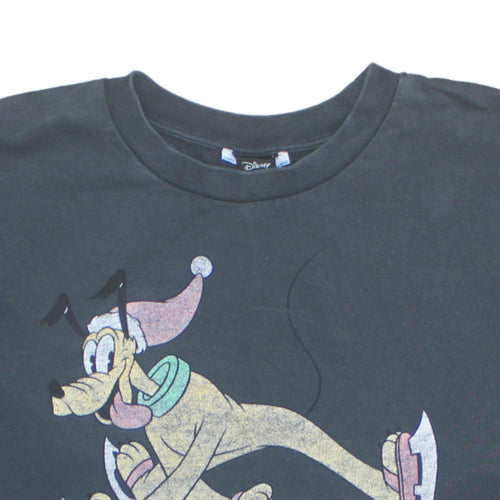 Disney Womens Black Pluto Graphic Pullover Sweatshirt Size M