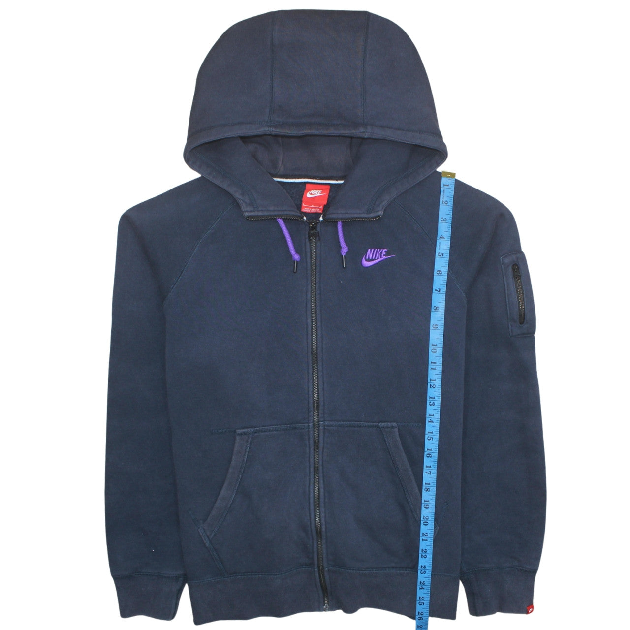 Nike Men's Blue Full Zip Hoodie Size L Cotton Blend