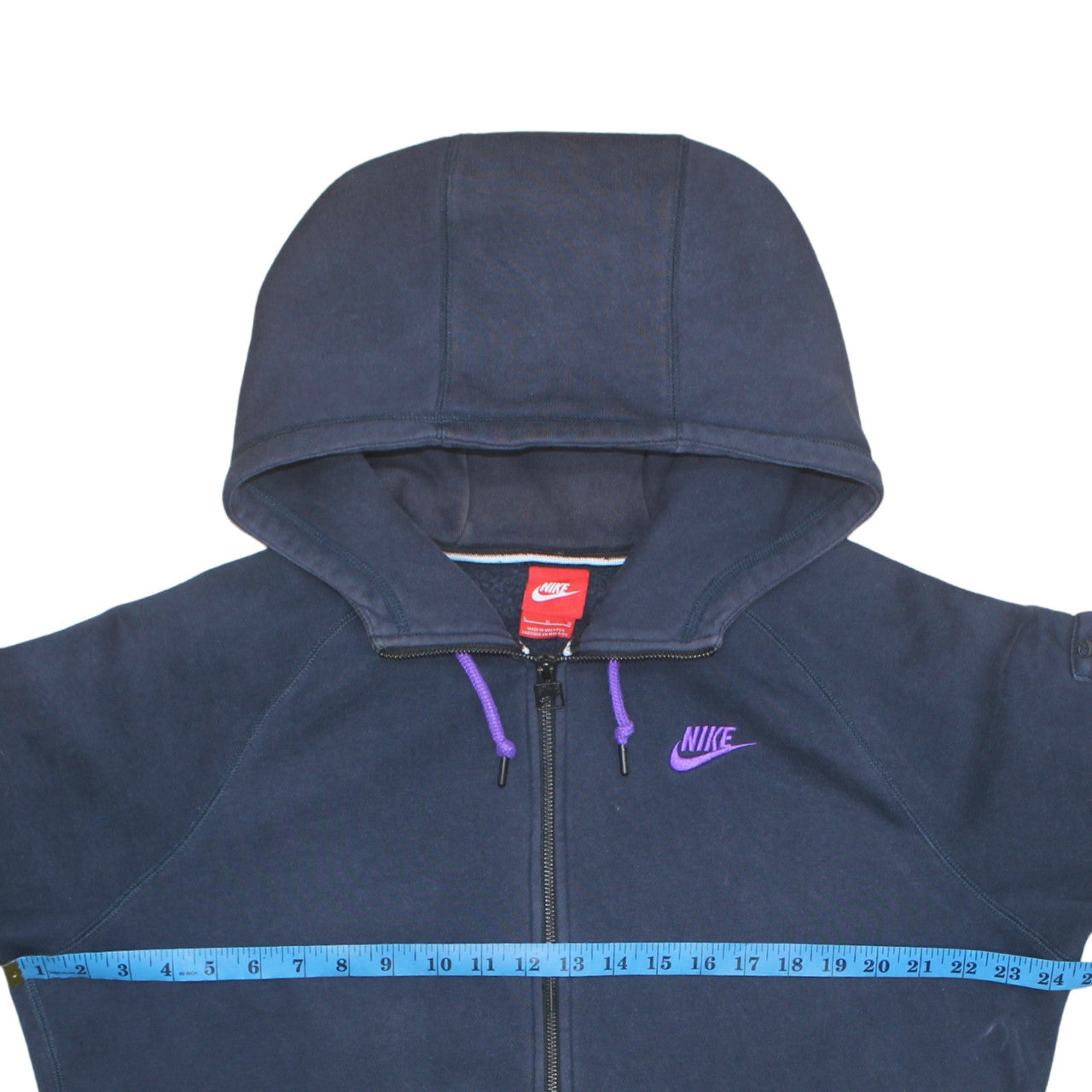 Nike Men's Blue Full Zip Hoodie Size L Cotton Blend