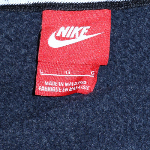 Nike Men's Blue Full Zip Hoodie Size L Cotton Blend