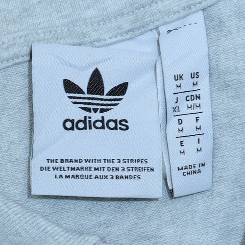 Adidas Men Grey 1/4 Zip Collared Sweatshirt Medium Embroidered Logo