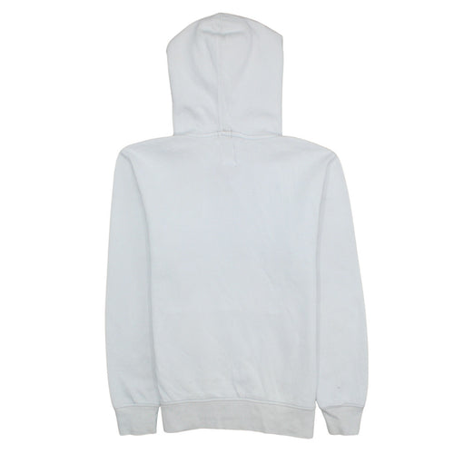 GAP Men's White Pullover Hoodie S Retro Rainbow Stripe Fleece Sweatshirt