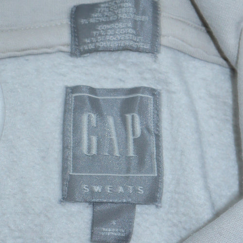 GAP Men's White Pullover Hoodie S Retro Rainbow Stripe Fleece Sweatshirt