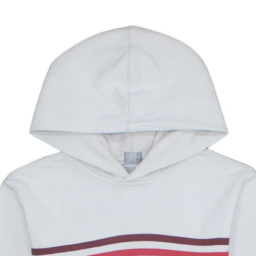 GAP Men's White Pullover Hoodie S Retro Rainbow Stripe Fleece Sweatshirt