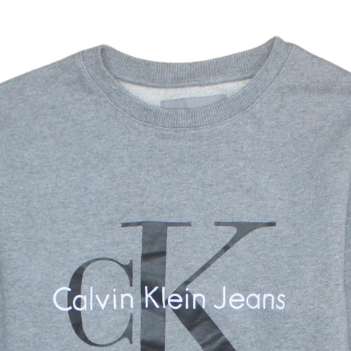 Calvin Klein Jeans Men's Grey Cotton Sweatshirt S Regular Fit