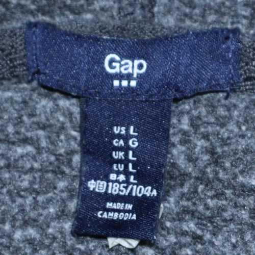 GAP Men's Grey Pullover Hoodie L USA Flag Logo Fleece Sweatshirt
