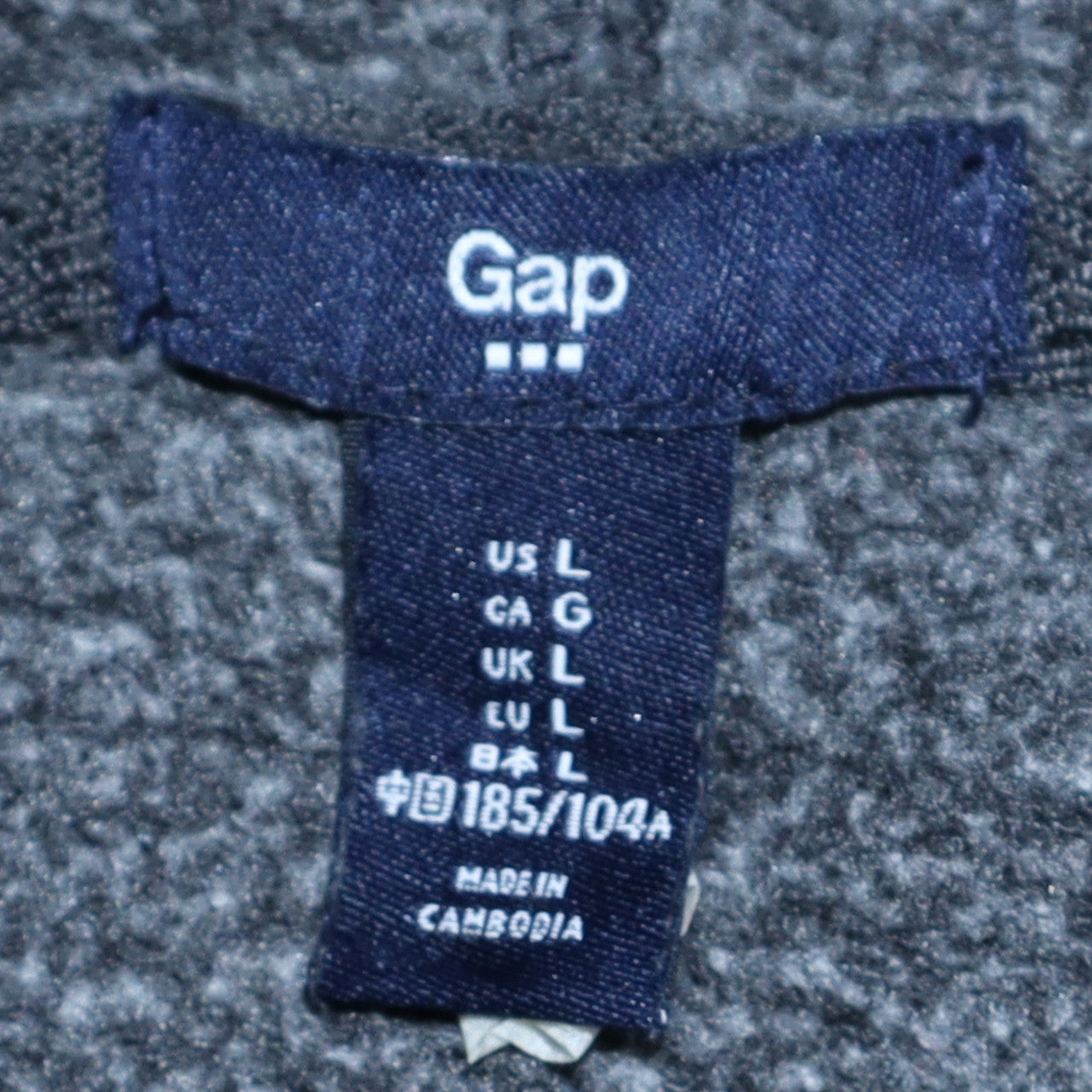 GAP Men's Grey Pullover Hoodie L USA Flag Logo Fleece Sweatshirt