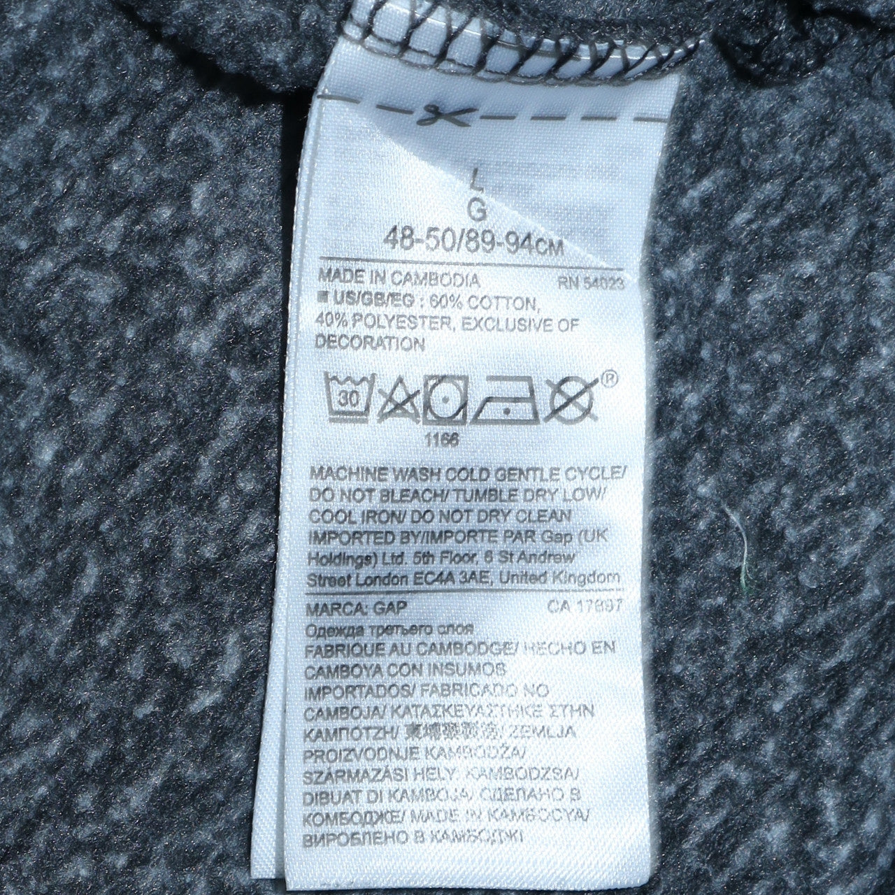 GAP Men's Grey Pullover Hoodie L USA Flag Logo Fleece Sweatshirt