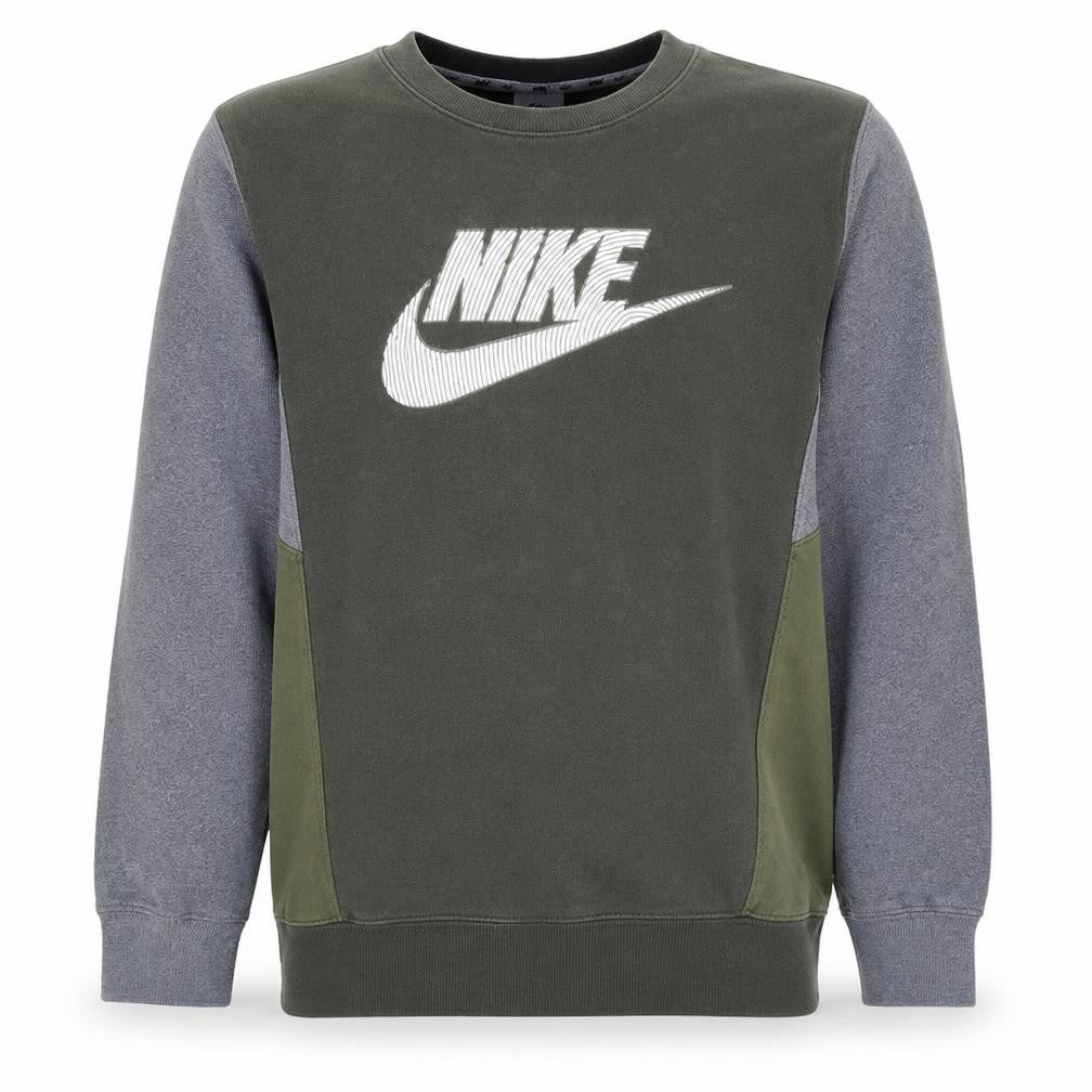 Front view of Nike Men's Green Crew Neck Logo Pullover Sweatshirt, size S