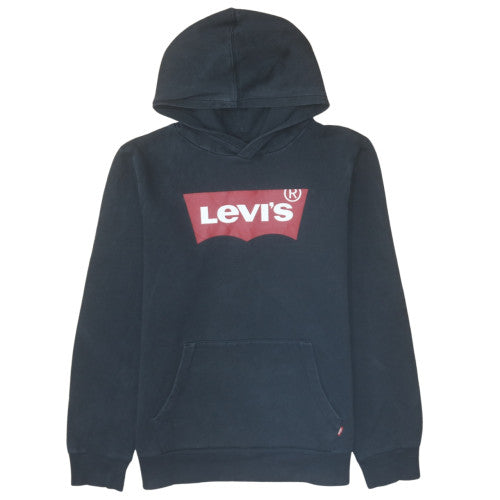 Levi's Boys Black Pullover Fleece Hoodie 16 Years Logo Print Casual Sweatshirt