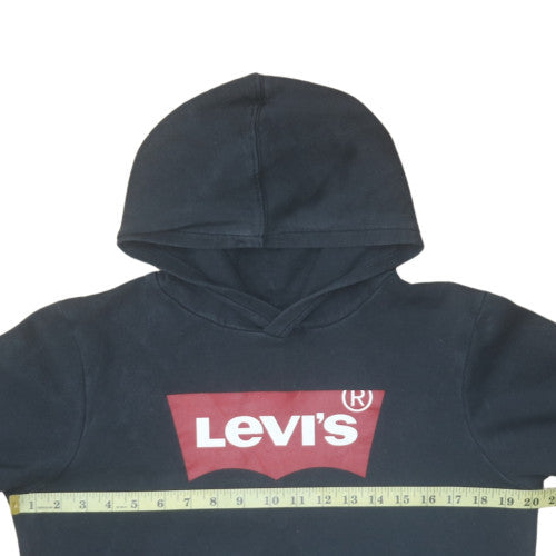 Levi's Boys Black Pullover Fleece Hoodie 16 Years Logo Print Casual Sweatshirt