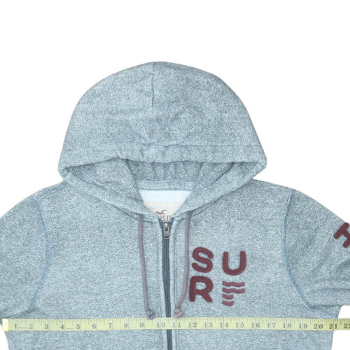 Hollister Men's Grey Full Zip Hoodie M Logo Surf Fleece Sweatshirt