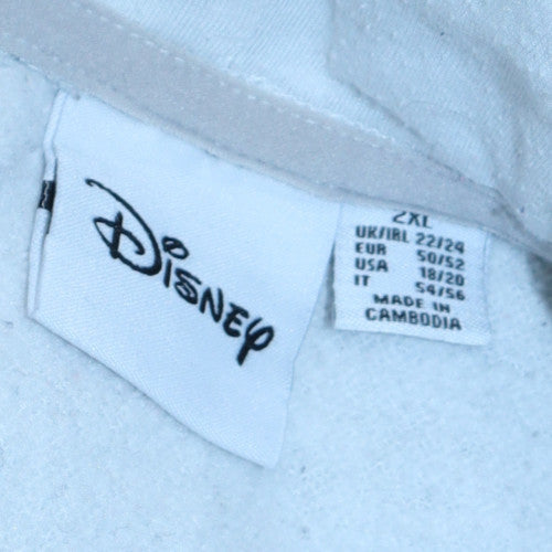Disney Womens Light Blue Mickey Mouse Pullover Hoodie Size 2XL