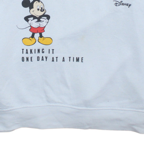 Disney Womens Light Blue Mickey Mouse Pullover Hoodie Size 2XL