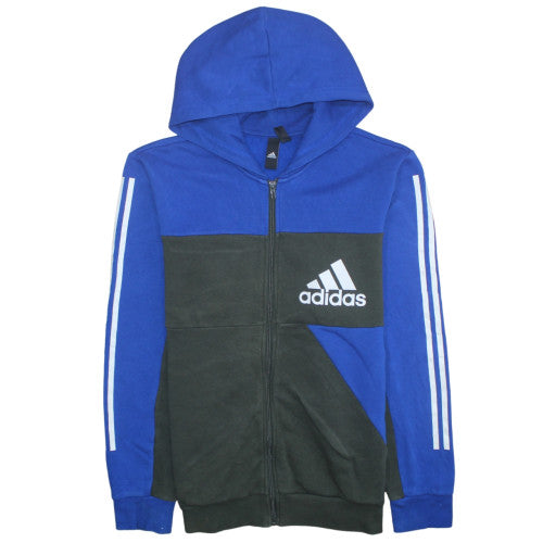 Adidas Mens Blue Black Full Zip Hoodie Size L Hooded Sweatshirt