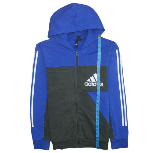 Adidas Mens Blue Black Full Zip Hoodie Size L Hooded Sweatshirt
