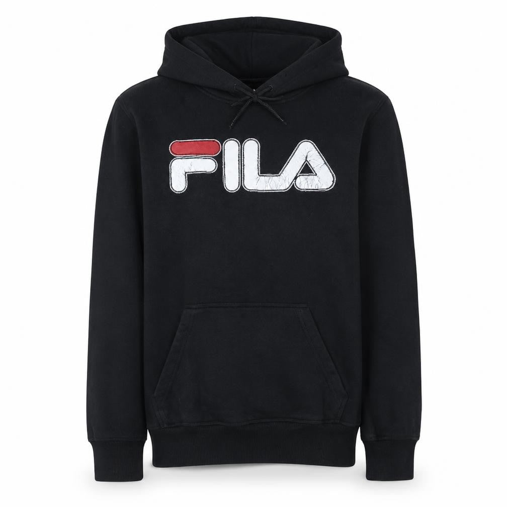 Front view of Fila Men's Black Pullover Hoodie L Logo Graphic Sportswear