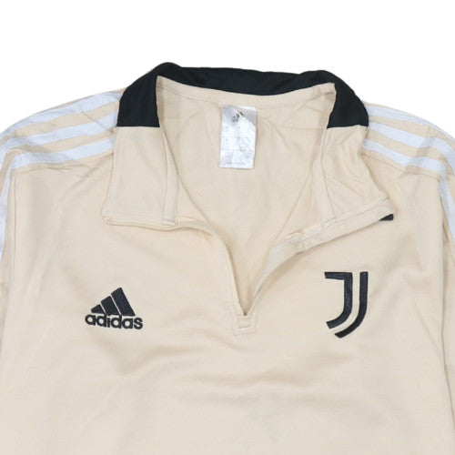 Adidas Men's Beige L 1/4 Zip Football Sweatshirt