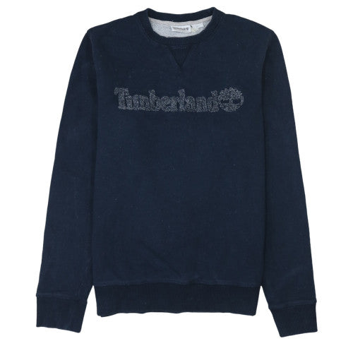 Timberland Men Navy Blue Crew Neck Logo Sweatshirt L Cotton Blend